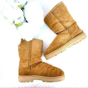STAHEEKUM Mid Welly Sheepskin Suede Winter Boot